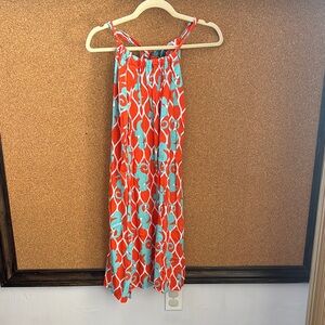 Escapada Orange and Blue Midi Dress